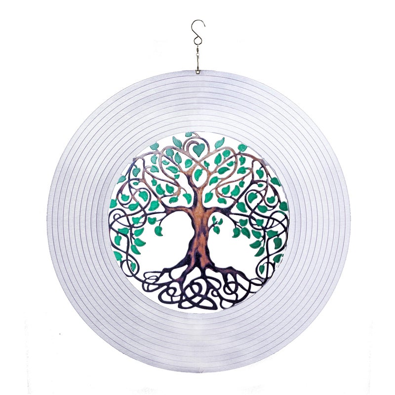 ISEO Metal Tree of Life Wind Spinner - 6.5 inch Outdoor Garden Decor - Image 1